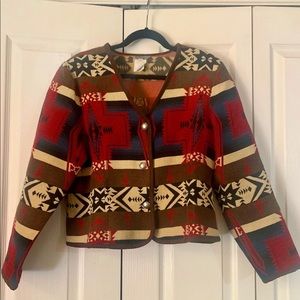 Vintage 90s Stonebridge cropped Native American inspired jacket, size L, womens